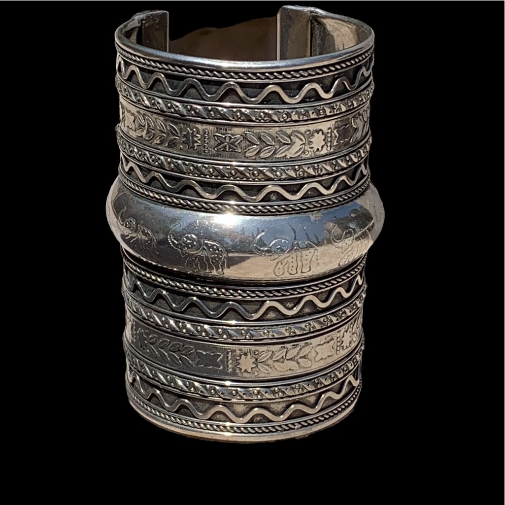 Large Wrist Cuff With Elephant Print Made In India